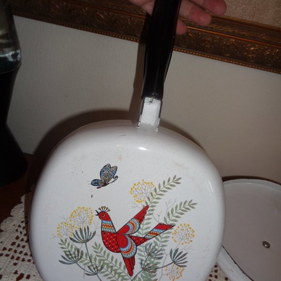 MCM Berggren or Georges Briard Enamel Square Frying Pan 8" and Lid Skillet - Picture 4 of 8